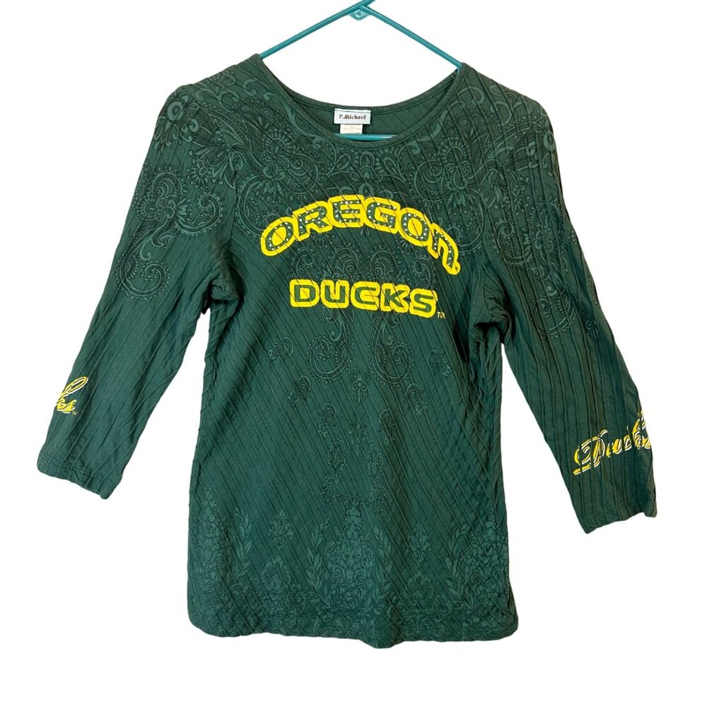 P. Michael Woman’s Size S Oregon Ducks Green Rhinestone Trim GUC